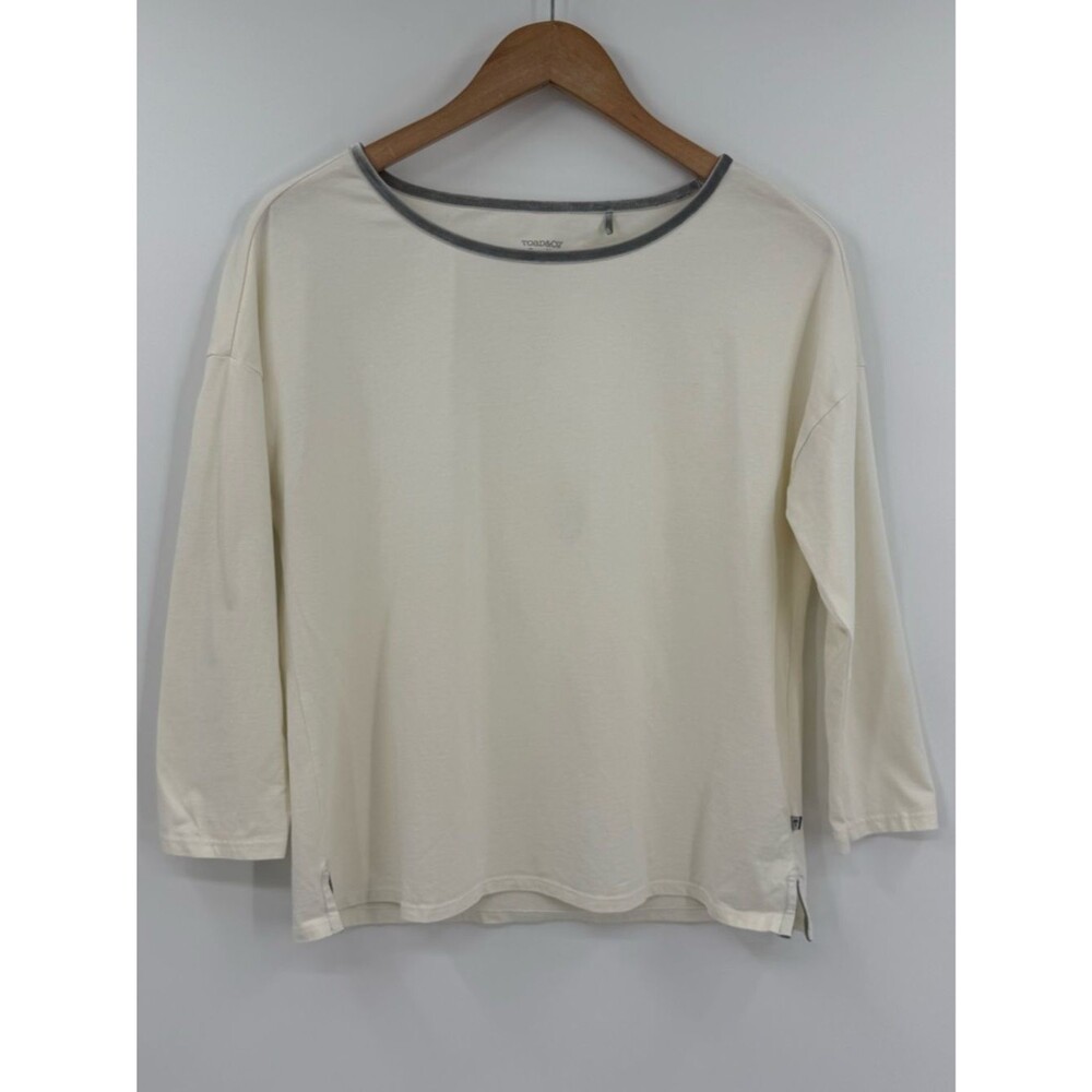 Toad & Co Bedhead Tee Cropped 3/4 Sleeve Organic Cotton Top | Ivory | Small